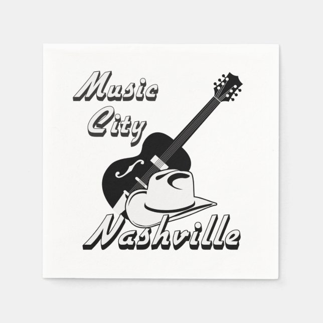 Serviettes Jetables Nashville. Ville de musique (Devant)
