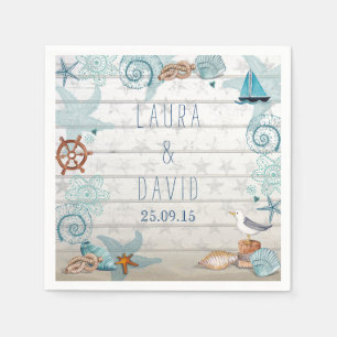 Serviettes Jetables Nautical Beach Wedding Papier Napkins