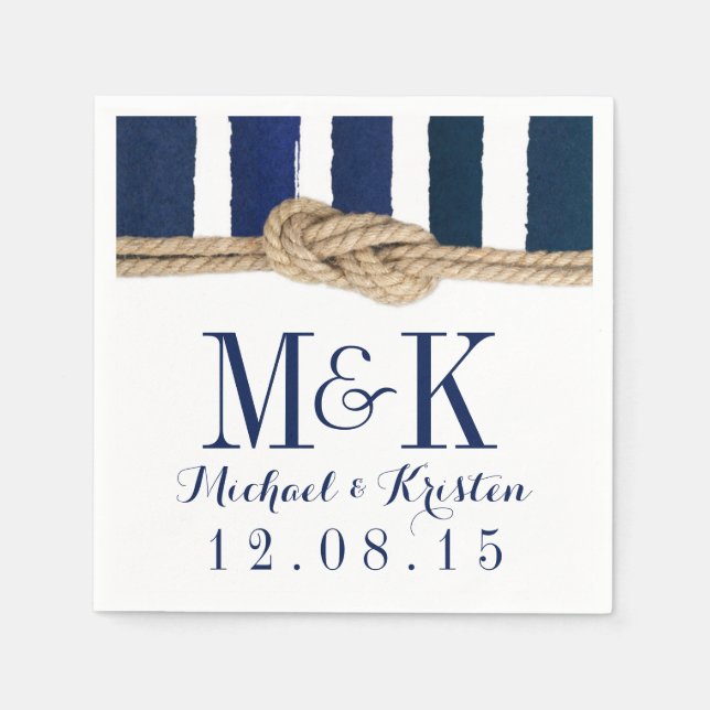 Serviettes Jetables Nautique noeud de la marine Mariage  serviettes (Devant)