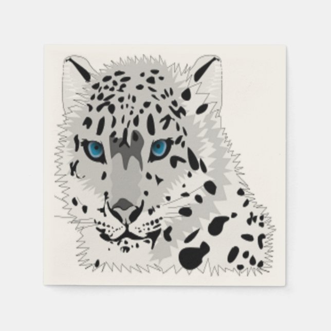 SERVIETTES JETABLES NEIGE LEOPARD ANIMAL (Devant)