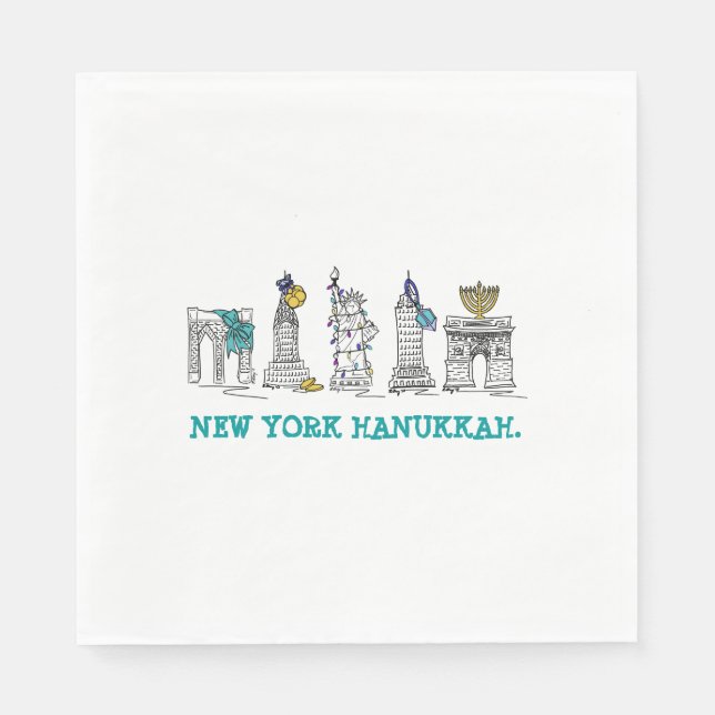 Serviettes Jetables New York Hanoukka Chanukah NYC Fêtes juives (Devant)