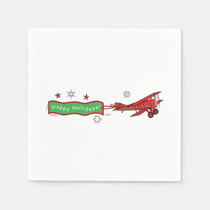 Serviettes Jetables Noël de biplan d'avion bonnes fêtes