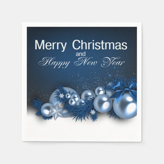 Serviettes Jetables Noël Fête bleu Pearl 1 Design (Devant)