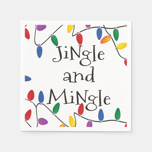 Serviettes Jetables Noël Jingle Lights Cocktail Party Napkins (Devant)