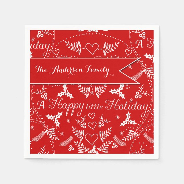 Serviettes Jetables Noël Motif rouge (Devant)
