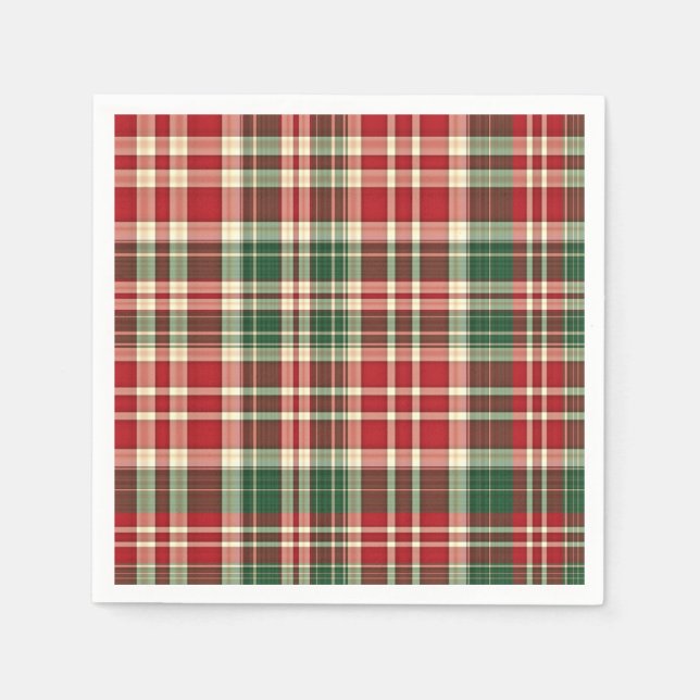 Serviettes Jetables Noël Plaid 01-PAPIER PARTY NAPKINS (Devant)