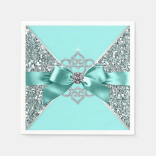 Serviettes Jetables Nœud en diamant bleu sarcelle