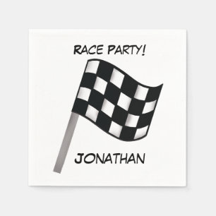 Serviettes Jetables Noir Blanc À damiers Drapeau Race Nom