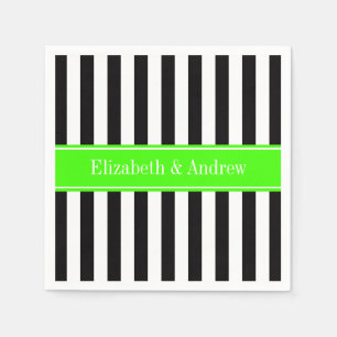 Serviettes Jetables Noir Blanc Bracelet Lime Ribbon Nom Monogramme