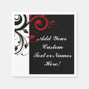 Serviettes Jetables Noir Blanc Rouge Inverse Swirl Personnalisé