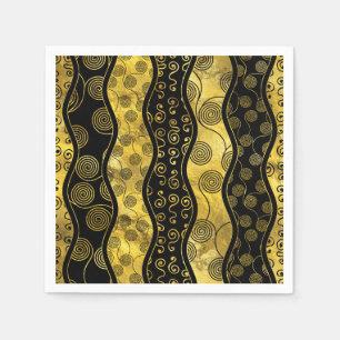 Serviettes Jetables Noir de luxe et motif africain d'or