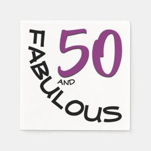 Serviettes Jetables Noir pourpre 50 et anniversaire fabuleux de