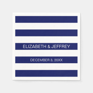 Serviettes Jetables Nom de la bande préppie horizontale blanche de la 