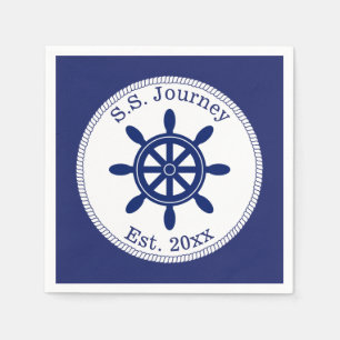 Serviettes Jetables Nom du bateau à roue du capitaine nautique