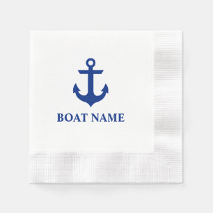 Serviettes Jetables Nom du bateau nautique Ancre Dîner blanc