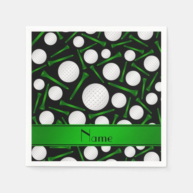Serviettes Jetables Nom personnalisé ballons de golf noir tee - shirts (Devant)