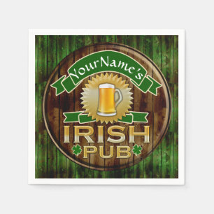 Serviettes Jetables Nom personnalisé Irish Pub Signer la Saint Patric
