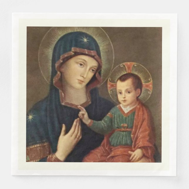 Serviettes Jetables Notre-Dame de la Consolation Vierge Marie Jésus (Devant)