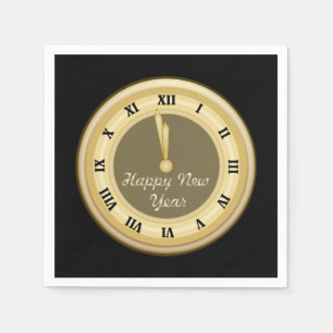 Serviettes Jetables Nouvel An Horloge Vacances papier serviettes