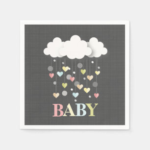 Serviettes Jetables Nuages + Baby shower de neutre de coeurs
