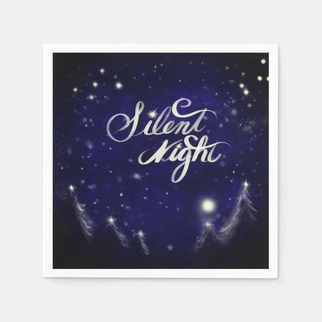 Serviettes Jetables Nuit silencieuse, nuit sainte - Scène de neige sci (Devant)