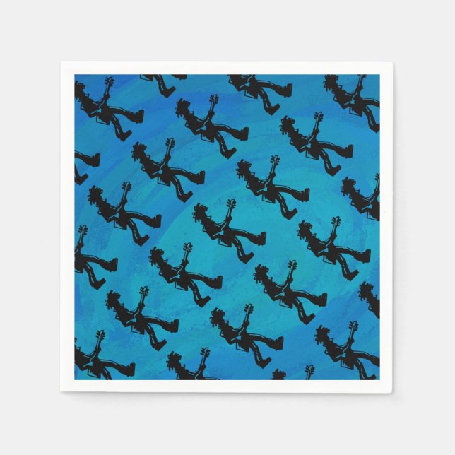 Serviettes Jetables Nuits de Boogie New-Yorkais Guitare Bleue (Devant)