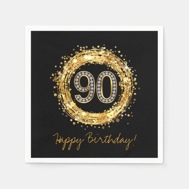 Serviettes Jetables Numéro de diamant 90 Parties scintillant Bling Con (Devant)