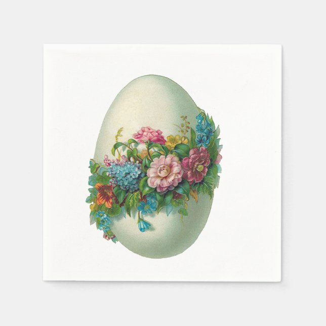 Serviettes Jetables Oeuf Fleur de Pâques victorien ! (Devant)