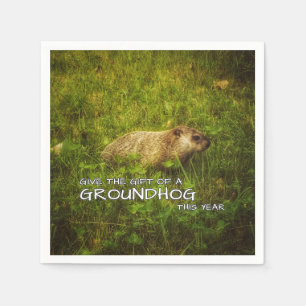 Serviettes Jetables Offrez le cadeau d'une Groundhog cette année servi