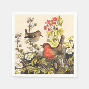 Serviettes Jetables Oiseaux de printemps Robin Oiseaux rouges