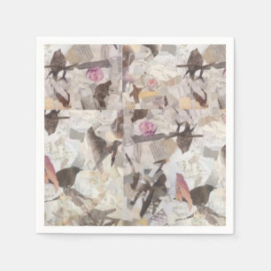 Serviettes Jetables Oiseaux & Musique Papier Collage Papier serviettes