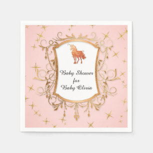 Serviettes Jetables Or rose de licorne magique de baby shower de fille