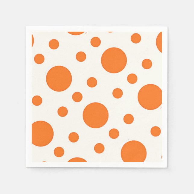 Serviettes Jetables Orange Polka Dot Retro Design Papier Nakin (Devant)