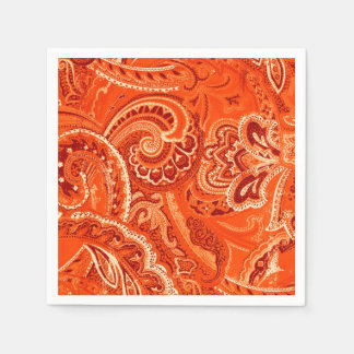 Serviettes Jetables Orange Retro Paisley Bandanna/Bandana