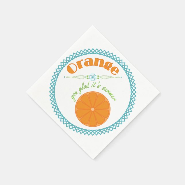 Serviettes Jetables Orange You Glad It's Summer Fun Fruit Thème (Coin)