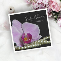 Orchidée rose et perles sur Mariage noir