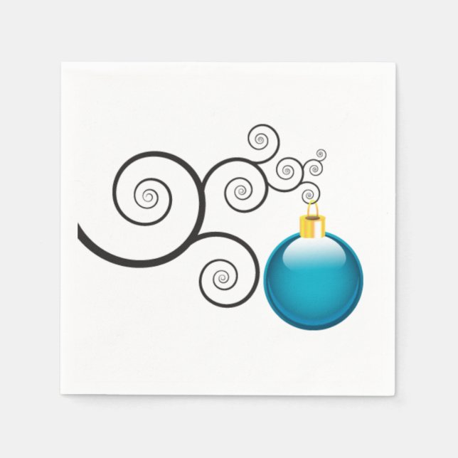 Serviettes Jetables Ornement de Noël bleu élégant (Devant)