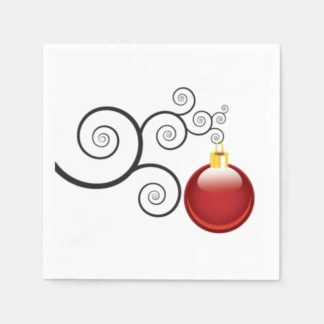 Serviettes Jetables Ornement de Noël rouge élégant (Devant)