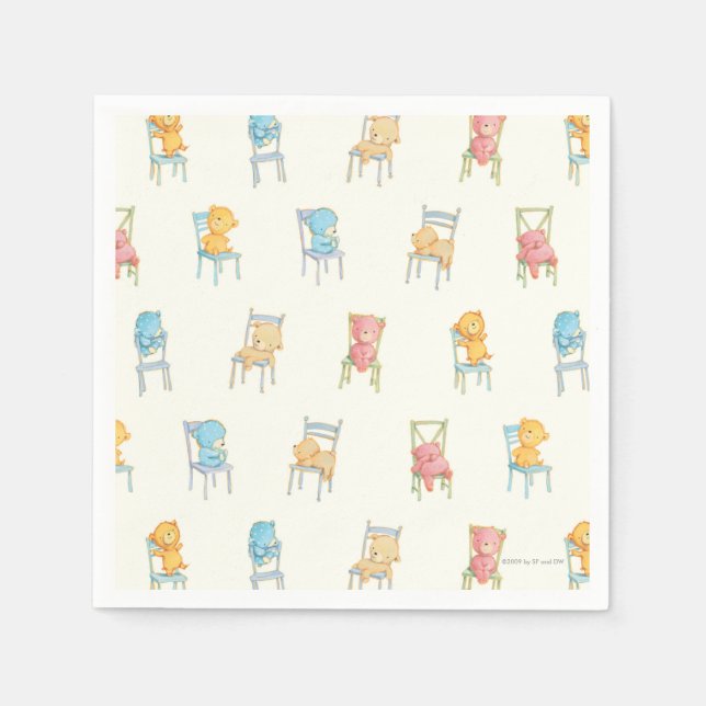 Serviettes Jetables Ours sur les chaises Motif (Devant)