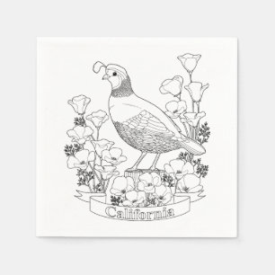 Serviettes Jetables Page de coloration des oiseaux et des fleurs de l'
