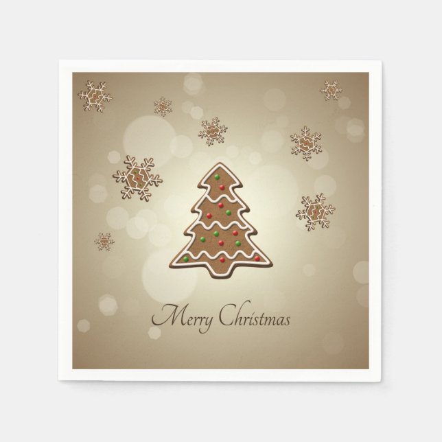 Serviettes Jetables Pain d'épices Arbre de Noël (Devant)