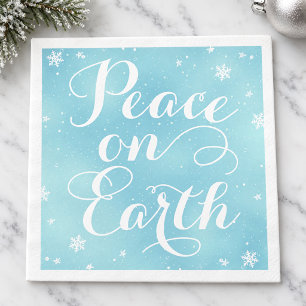 Serviettes Jetables Paix sur Terre Calligraphie Flocon de Neige Bleu G