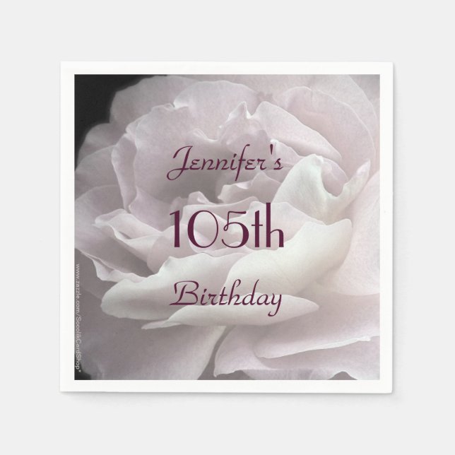Serviettes Jetables Pale Rose Papier Napkins, 105e fête d'anniversaire (Devant)