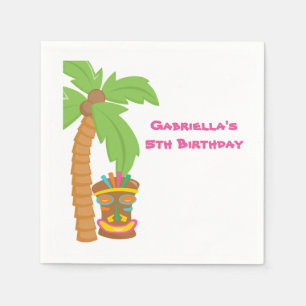 Serviettes Jetables Palmier Luau Avec Tiki Napkin