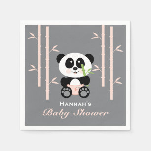 Serviettes Jetables Panda en bambou rose dans le Baby shower des plong