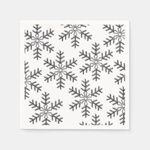 Serviettes Jetables Paniers de neige en argent Noël