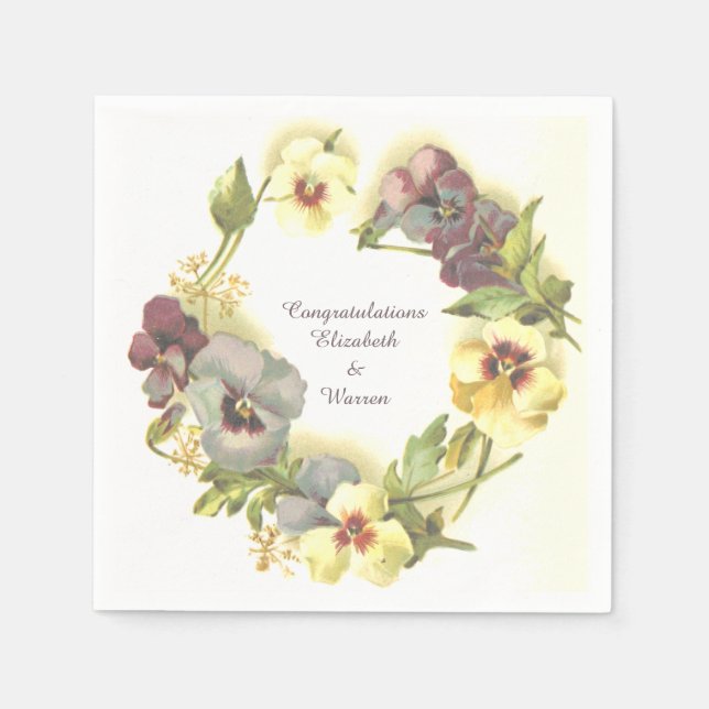 Serviettes Jetables Pansies de charme personnalisées (Devant)