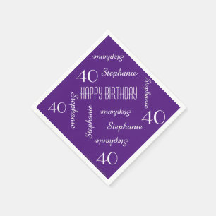 Serviettes Jetables Papier, 40e anniversaire fête de répétition nom