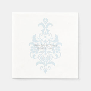 Serviettes Jetables Papier Damas bleu subtil