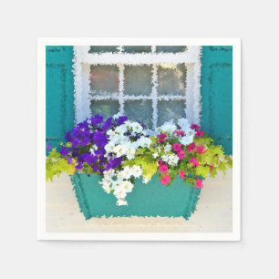 Serviettes Jetables Papier de boîte à fleurs de fenêtre impressionnist